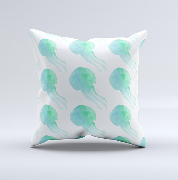The Seamless WaterColor Jellyfish ink-Fuzed Decorative Throw Pillow