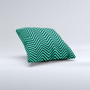 Sharp Chevron Black and Mint Green  Ink-Fuzed Decorative Throw Pillow