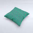 Sharp Chevron Black and Mint Green  Ink-Fuzed Decorative Throw Pillow