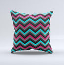 Sharp Pink & Teal Chevron Pattern  Ink-Fuzed Decorative Throw Pillow