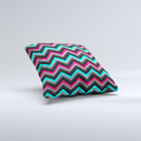 Sharp Pink & Teal Chevron Pattern  Ink-Fuzed Decorative Throw Pillow