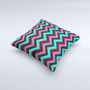 Sharp Pink & Teal Chevron Pattern  Ink-Fuzed Decorative Throw Pillow