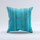 Signature Blue Wood Planks Ink-Fuzed Decorative Throw Pillow