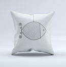 Simple Vintage Fish on String  Ink-Fuzed Decorative Throw Pillow