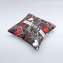Sketch Love Heart Collage  Ink-Fuzed Decorative Throw Pillow