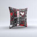 Sketch Love Heart Collage  Ink-Fuzed Decorative Throw Pillow