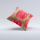 Sketched Pink & Green Tulips  Ink-Fuzed Decorative Throw Pillow