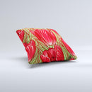 Sketched Pink & Green Tulips  Ink-Fuzed Decorative Throw Pillow