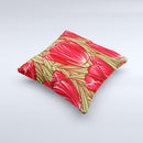 Sketched Pink & Green Tulips  Ink-Fuzed Decorative Throw Pillow