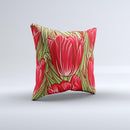 Sketched Pink & Green Tulips  Ink-Fuzed Decorative Throw Pillow