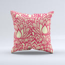 Sketched Red and Yellow Flowers  Ink-Fuzed Decorative Throw Pillow