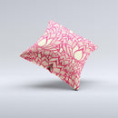 Sketched Red and Yellow Flowers  Ink-Fuzed Decorative Throw Pillow
