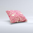 Sketched Red and Yellow Flowers  Ink-Fuzed Decorative Throw Pillow