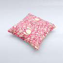 Sketched Red and Yellow Flowers  Ink-Fuzed Decorative Throw Pillow
