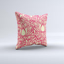 Sketched Red and Yellow Flowers  Ink-Fuzed Decorative Throw Pillow