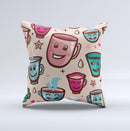 Smiley Coffee Mugs  Ink-Fuzed Decorative Throw Pillow