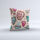 Smiley Coffee Mugs  Ink-Fuzed Decorative Throw Pillow