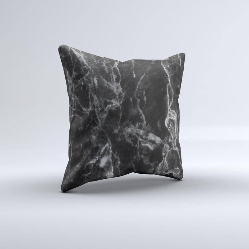 The Smooth Black Marble ink-Fuzed Decorative Throw Pillow