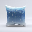 Snowy Blue Paper Scene  Ink-Fuzed Decorative Throw Pillow