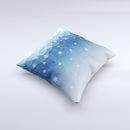 Snowy Blue Paper Scene  Ink-Fuzed Decorative Throw Pillow