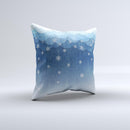 Snowy Blue Paper Scene  Ink-Fuzed Decorative Throw Pillow