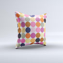 Solid Pink & Blue Colored Polka Dots V2 Ink-Fuzed Decorative Throw Pillow