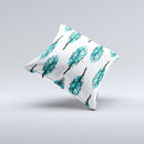 The Splattered Teal Watercolor Feathers ink-Fuzed Decorative Throw Pillow