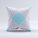 Squared Pink & Blue Textile Patterns  Ink-Fuzed Decorative Throw Pillow