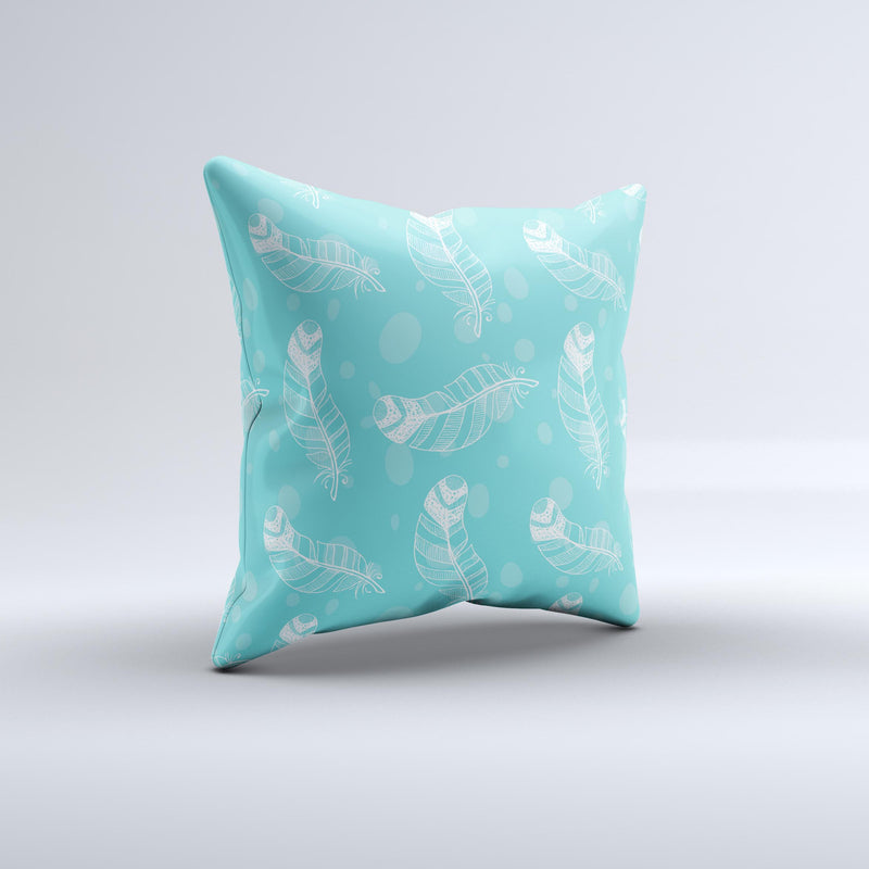 The Stenciled Feather Pattern ink-Fuzed Decorative Throw Pillow