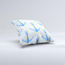 The Striped Blue and Gold Watercolor Anchor ink-Fuzed Decorative Throw Pillow