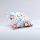 The Striped Watercolor Nautical Blue and Pink ink-Fuzed Decorative Throw Pillow