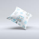 Subtle Blue Cartoon Owls  Ink-Fuzed Decorative Throw Pillow