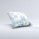 Subtle Blue Cartoon Owls  Ink-Fuzed Decorative Throw Pillow