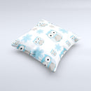Subtle Blue Cartoon Owls  Ink-Fuzed Decorative Throw Pillow
