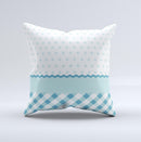 Subtle Blue & White Plaid with Polka Dots Ink-Fuzed Decorative Throw Pillow