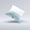 Subtle Blue & White Plaid with Polka Dots Ink-Fuzed Decorative Throw Pillow