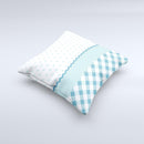 Subtle Blue & White Plaid with Polka Dots Ink-Fuzed Decorative Throw Pillow