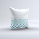 Subtle Blue & White Plaid with Polka Dots Ink-Fuzed Decorative Throw Pillow