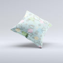 Subtle Blue With Coffee Icon Sketches  Ink-Fuzed Decorative Throw Pillow