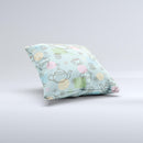 Subtle Blue With Coffee Icon Sketches  Ink-Fuzed Decorative Throw Pillow
