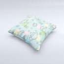 Subtle Blue With Coffee Icon Sketches  Ink-Fuzed Decorative Throw Pillow