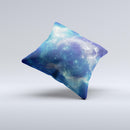 Subtle Blue and Green Nebula  Ink-Fuzed Decorative Throw Pillow