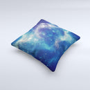 Subtle Blue and Green Nebula  Ink-Fuzed Decorative Throw Pillow