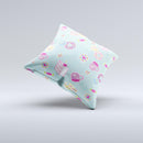 Subtle Blue with Pink Treats  Ink-Fuzed Decorative Throw Pillow