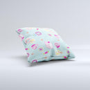Subtle Blue with Pink Treats  Ink-Fuzed Decorative Throw Pillow