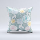 Subtle Gray & White Floral Illustration Ink-Fuzed Decorative Throw Pillow