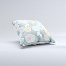 Subtle Gray & White Floral Illustration Ink-Fuzed Decorative Throw Pillow