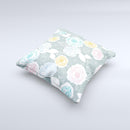 Subtle Gray & White Floral Illustration Ink-Fuzed Decorative Throw Pillow