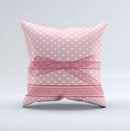 Subtle Pink Polka Dot with Ribbon Ink-Fuzed Decorative Throw Pillow