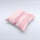 Subtle Pink Polka Dot with Ribbon Ink-Fuzed Decorative Throw Pillow